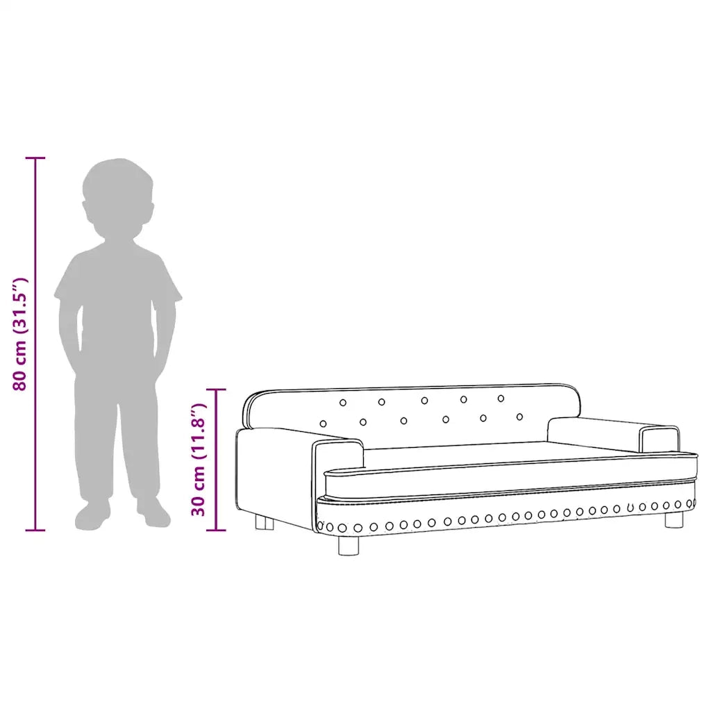 Divano per Bambini-Sofa-Divanetto Nero 90x53x30 cm in Velluto