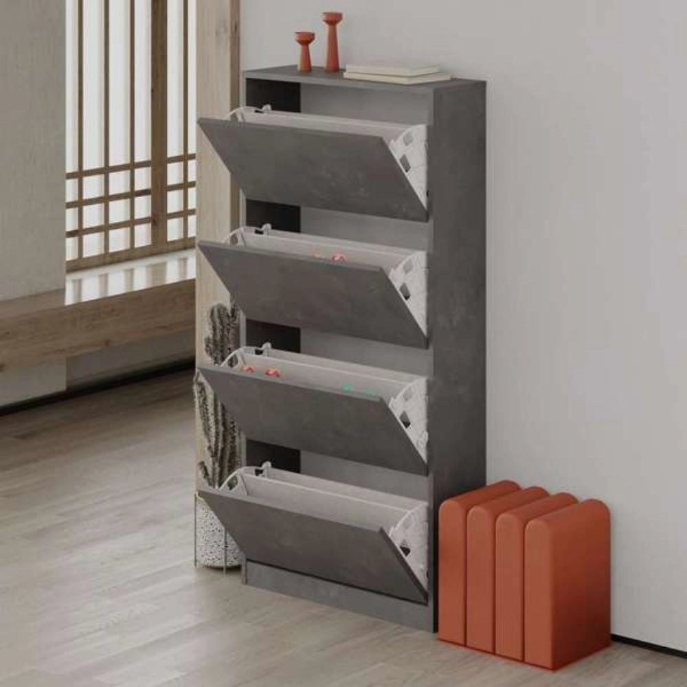 Scarpiera quattro ante a ribalta 73x26x82,5 cm retro grey