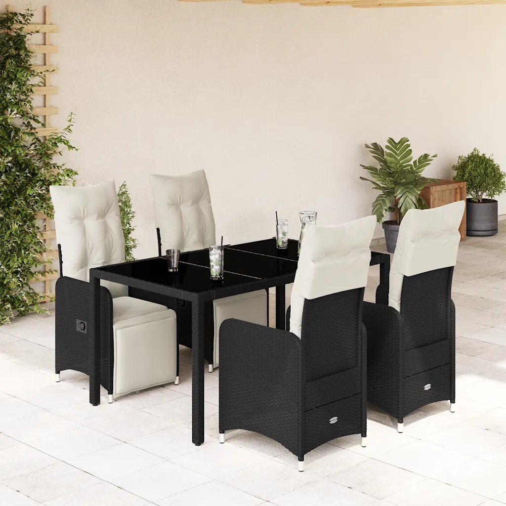 Set Bistrò da Giardino 5 pz con Cuscini in Polyrattan Nero 3277137