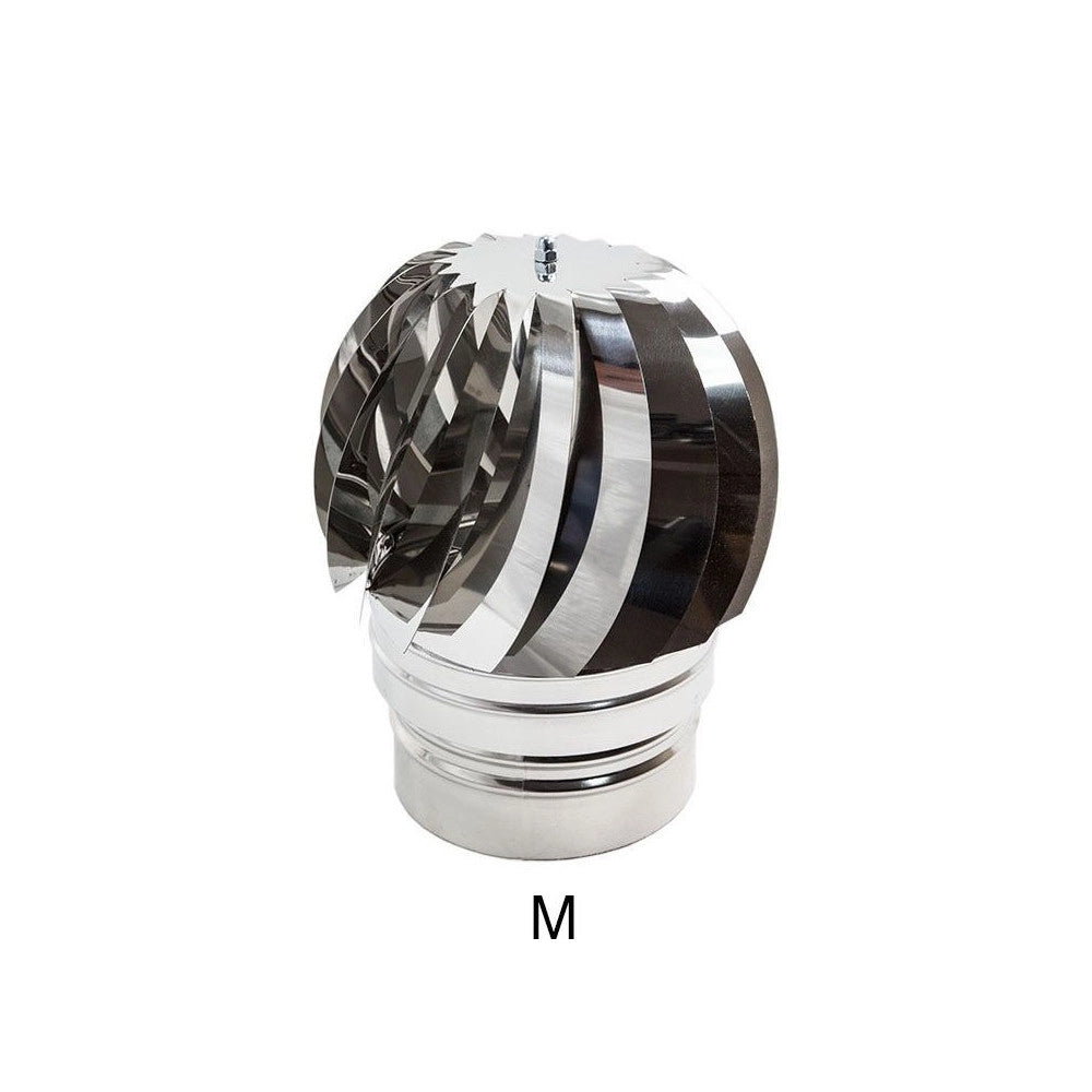 Fumaiolo da 300mm tipo radiante eolico inox aisi 304 base tonda innesto m maschio