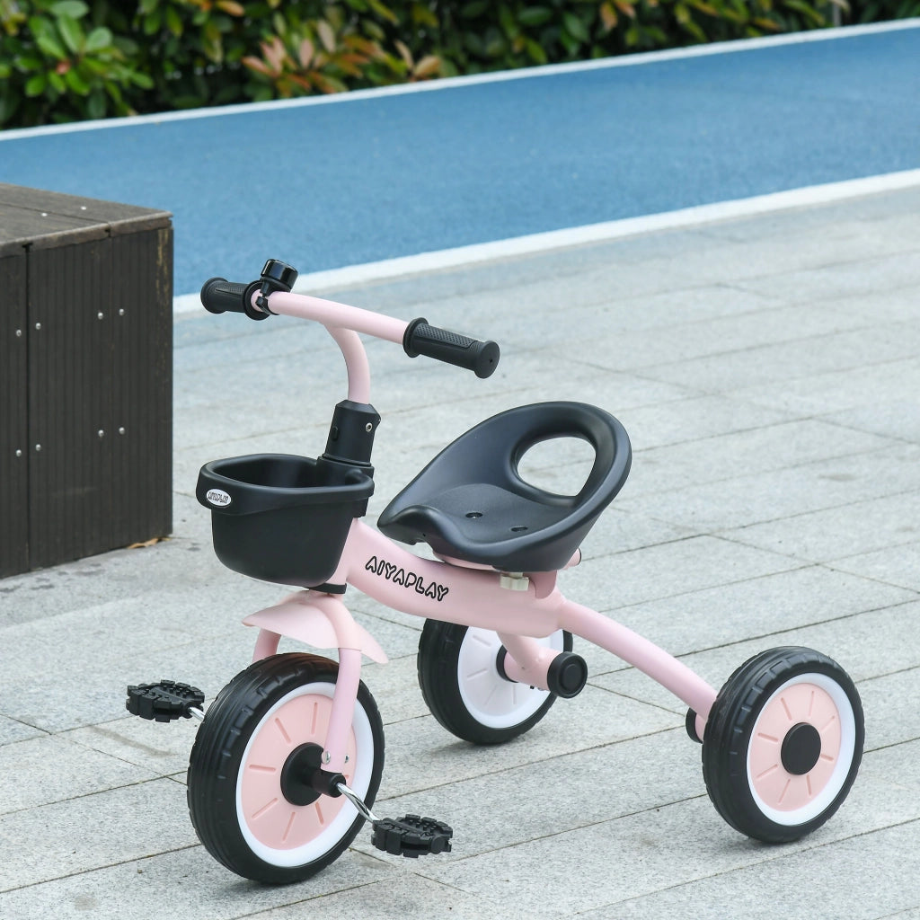 Triciclo Bambini con Sonnette e Panier Selle Regolabile con Dossier ¨C Zephmum ¨C Rosa
