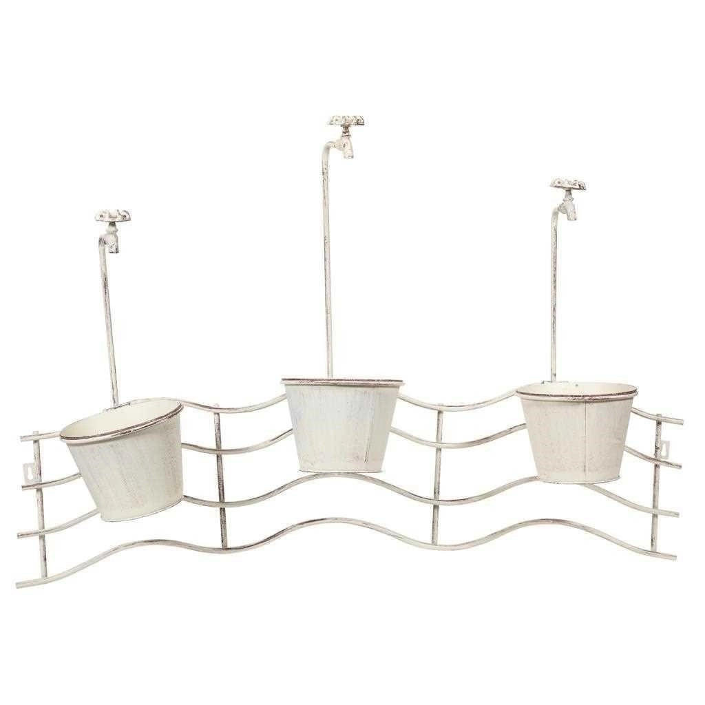 Fioriera in metallo bianco 95x23x69h