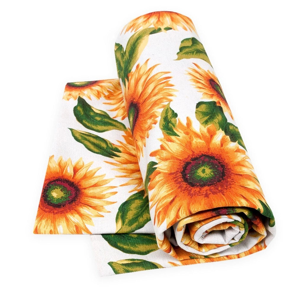 Tessuto Stoffa Girasoli Cotone Cucito Arredo Rivestimento Foderare Cuscini Divani 2,8x8 Mt Bianco