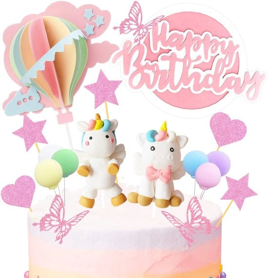 Set di decorazioni per torta Unicorn per compleanni, 23 pezzi