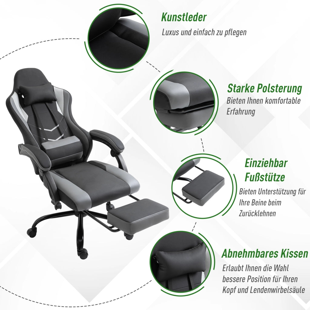 Sedia da Gaming Ergonomica ¨C Minimal ¨C Nero 62x52x128 cm