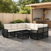 Set Divano da Giardino 9 pz Nero polyrattan 3435364