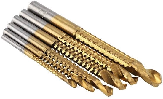 Set di Trapano HSS a Coating di Titanio - 6 pezzi - Adatto per Legno e Alluminio - Idoneo per Plastica - Ideale per Attività di Fai da Te