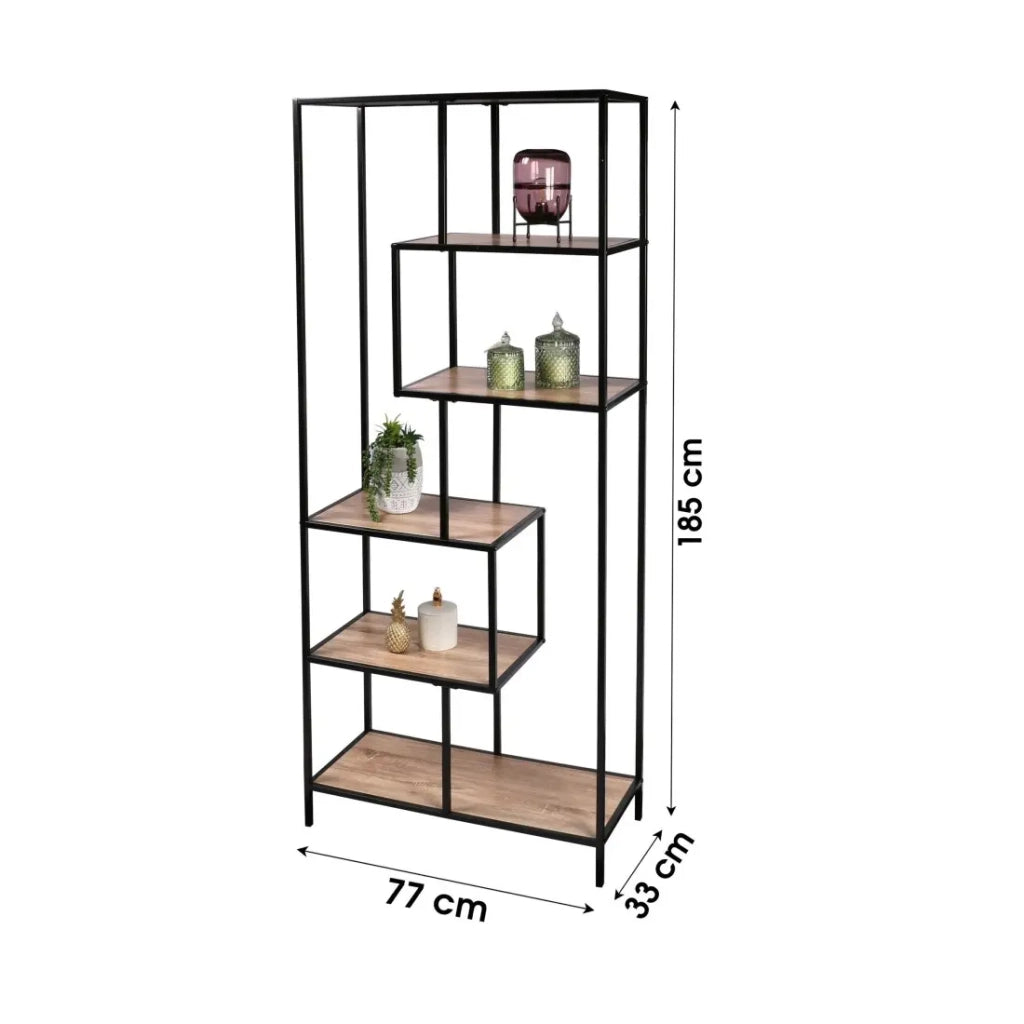 Libreria aperta da ufficio con 6 ripiani - Collezione HOLBORN, Dimensioni 77x33x185 cm