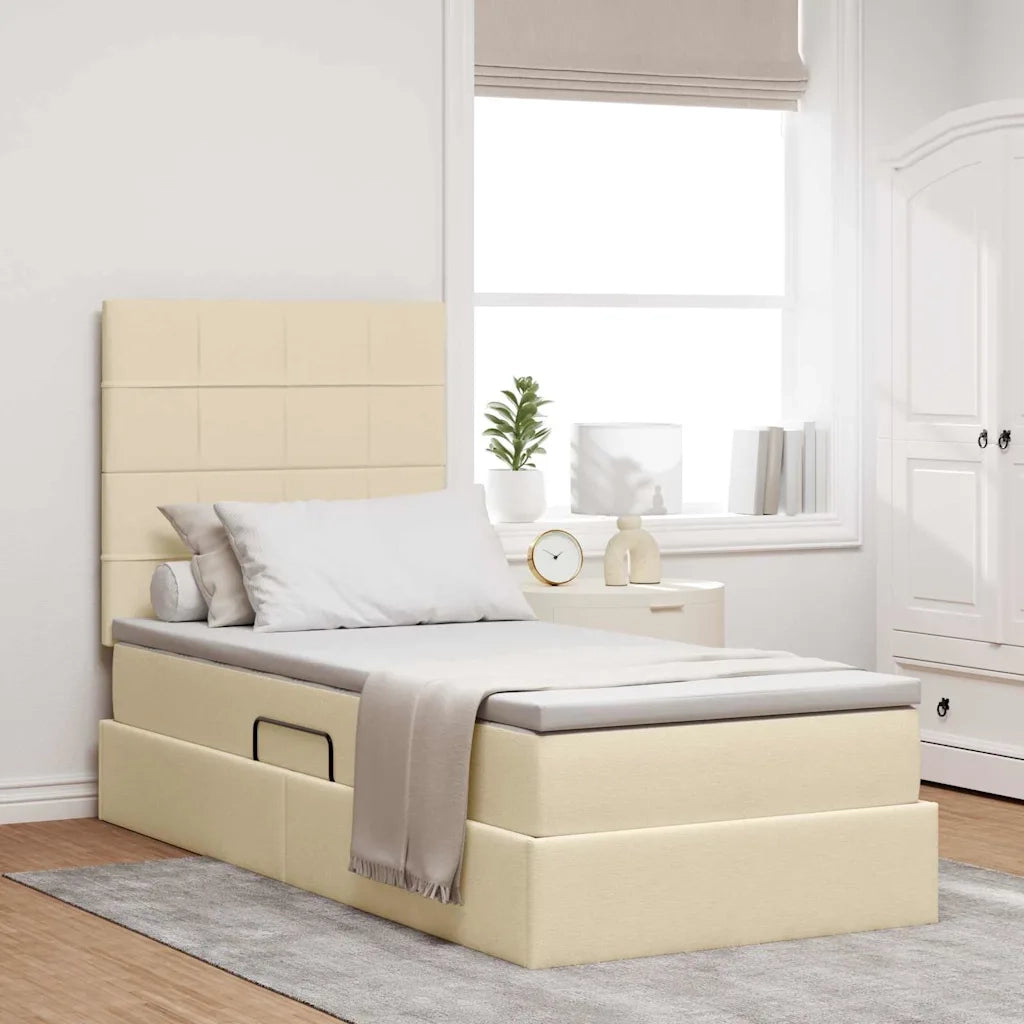 Letto con contenitore e LED Crema 90 x 200 cm Poliestere 3372394