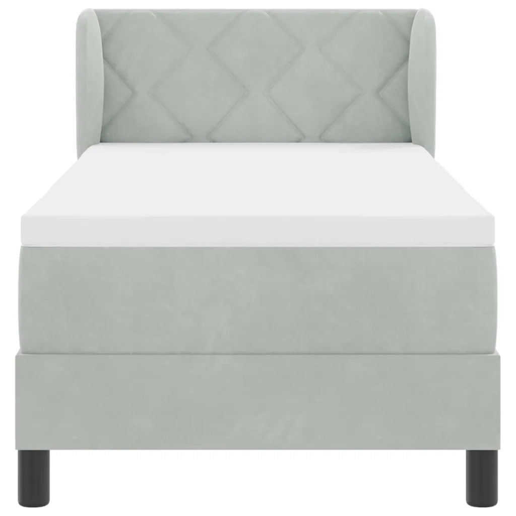Letto a molle con testiera Grigio chiaro 80 x 200 cm Velluto 3340412