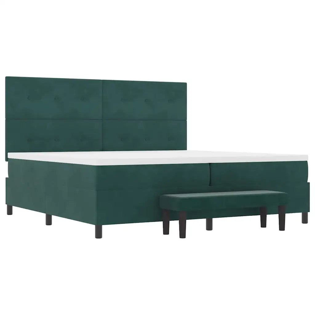 Letto a molle con materasso Verde scuro 200 x 200 cm Velluto