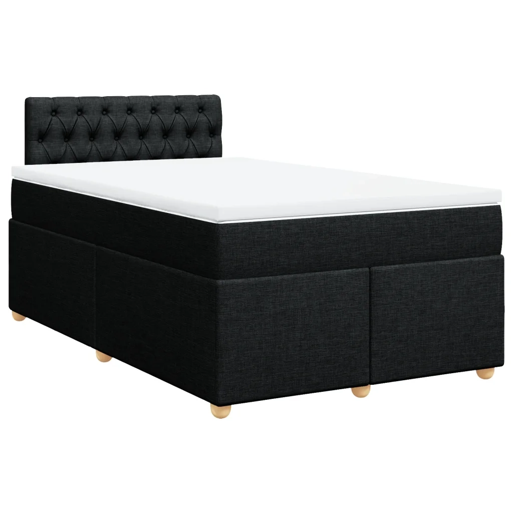 Giroletto a Molle con Materasso Nero 120x190 cm in Tessuto