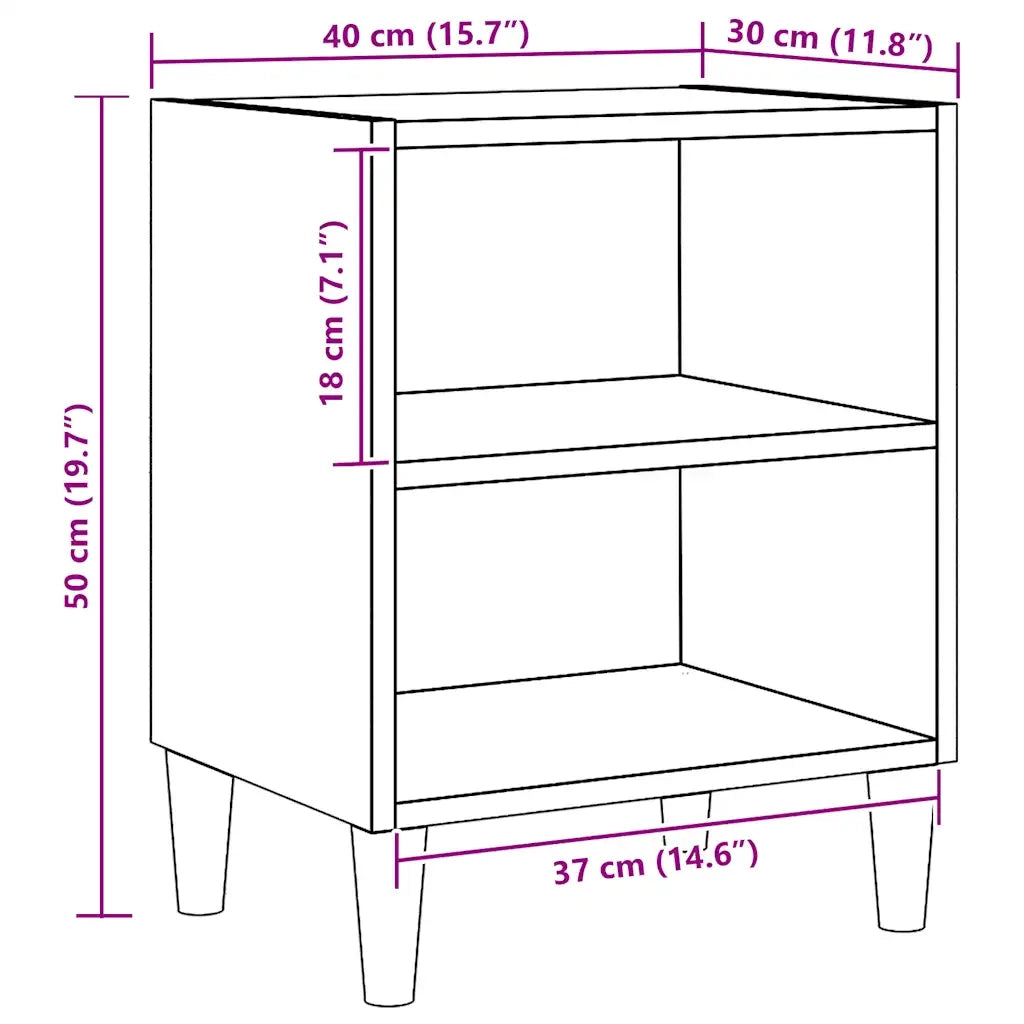 Comodini Rovere Artigianale 2 pz 40x30x50 cm Legno Multistrato 856419