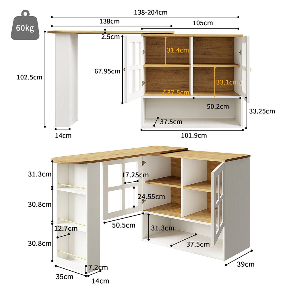 Buffet girevole - Xylo - 360?? 5 ripiani vetro bianco