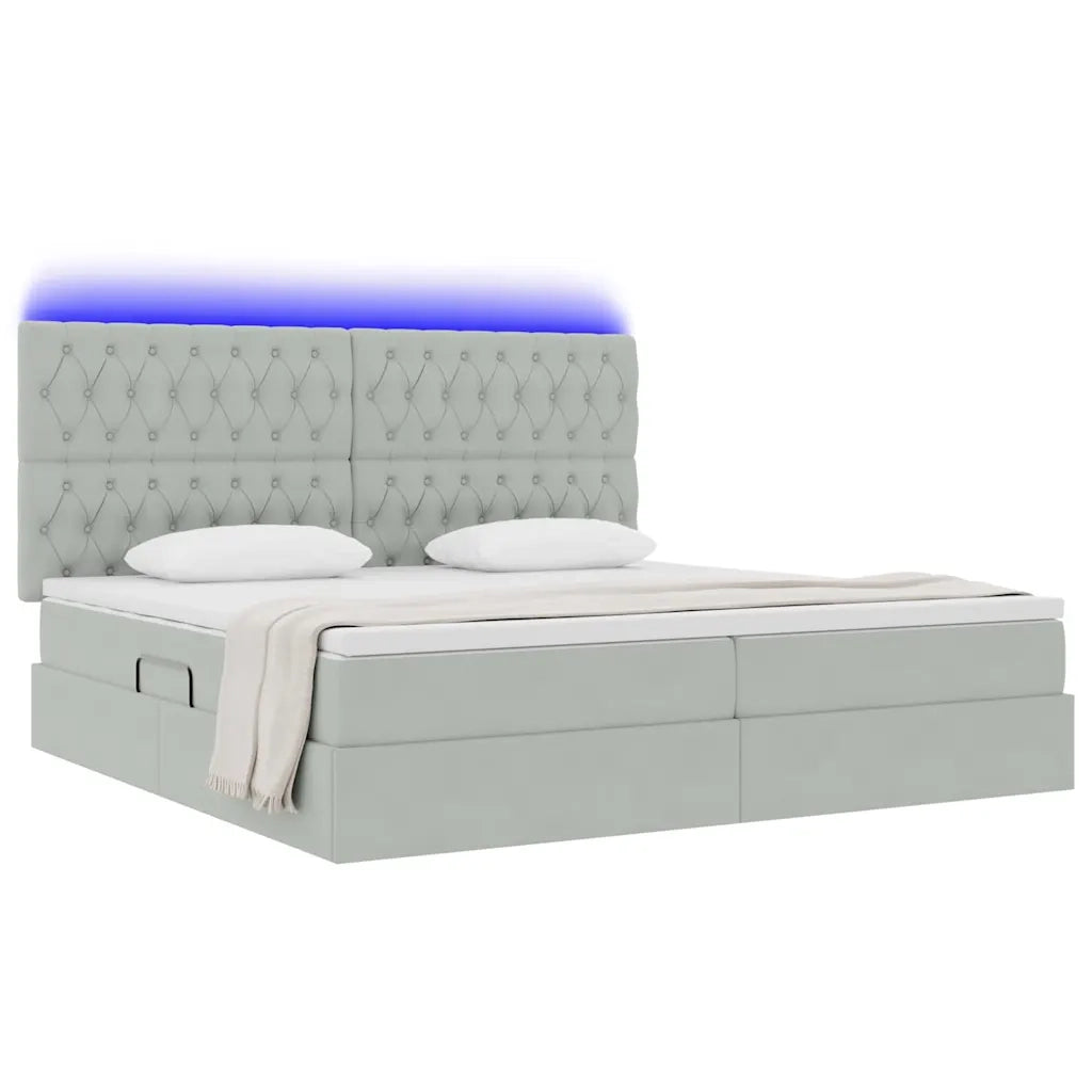 Letto con contenitore e LED Grigio chiaro 200 x 200 cm Velluto 3372747
