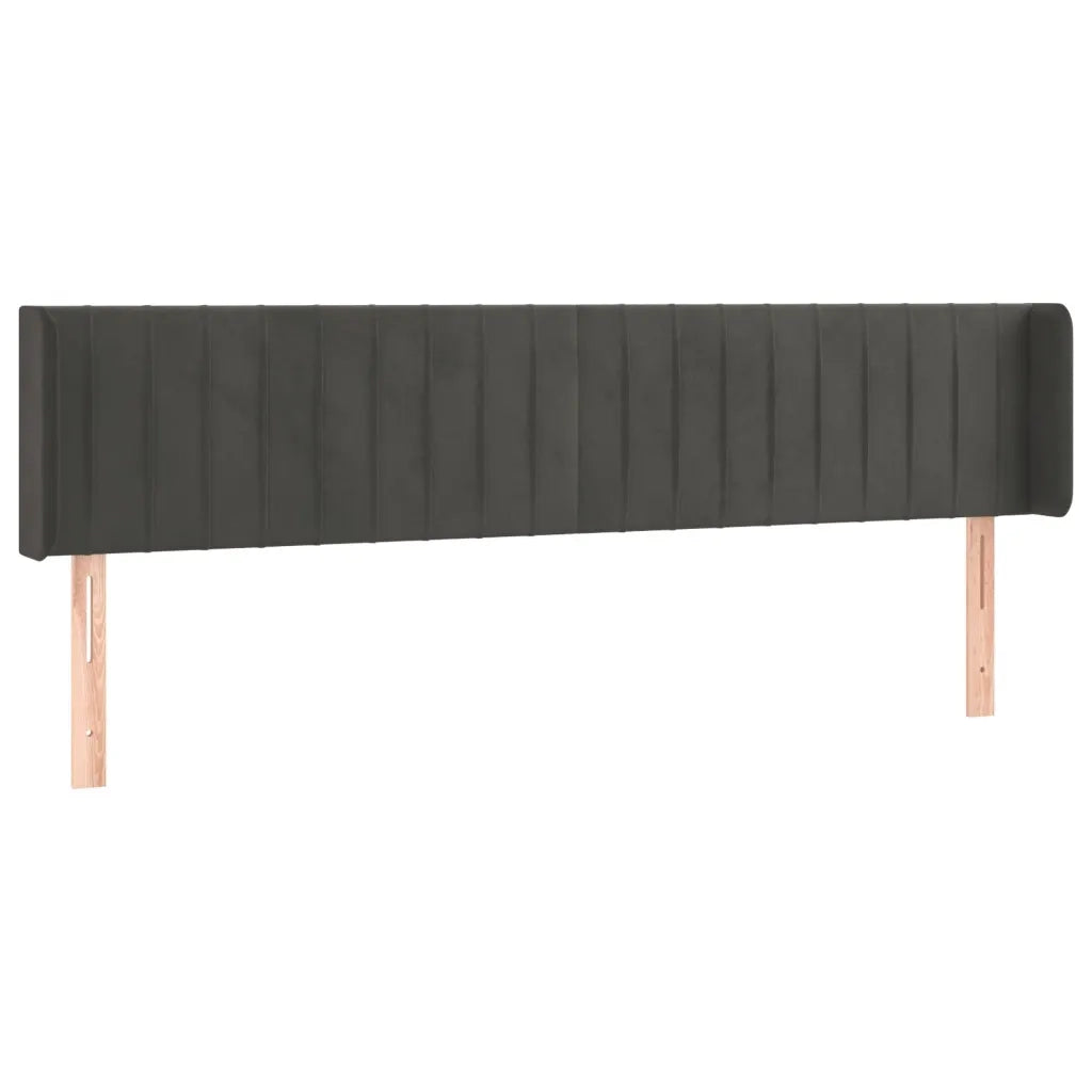 Testiera ad Orecchio-Testata con Orecchie Grigio Scuro 203x16x78/88 cm in Velluto 644674