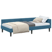 Letto singolo | Letto per adulti | Cornice del letto ad angolo Blu 100 cm x 200 cm Velluto