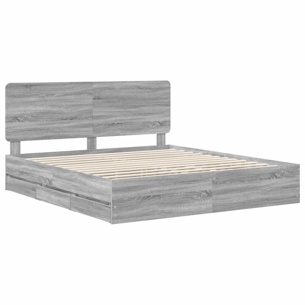 Struttura del letto con cassetto Grigio Sonoma 200 x 200 cm 3412565