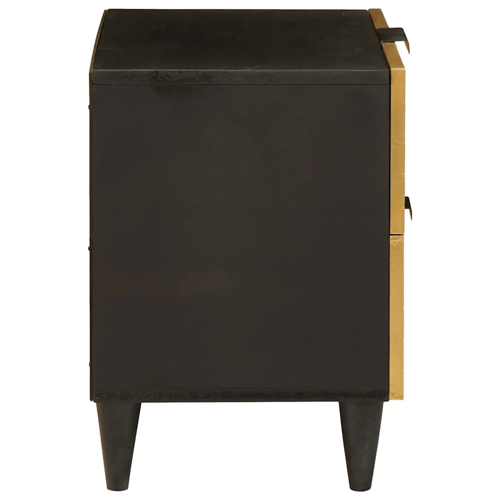 Set di 2 Comodini | Armadio da Notte | Mobiletto da notte Nero e Oro 40 x 33 x 46 cm