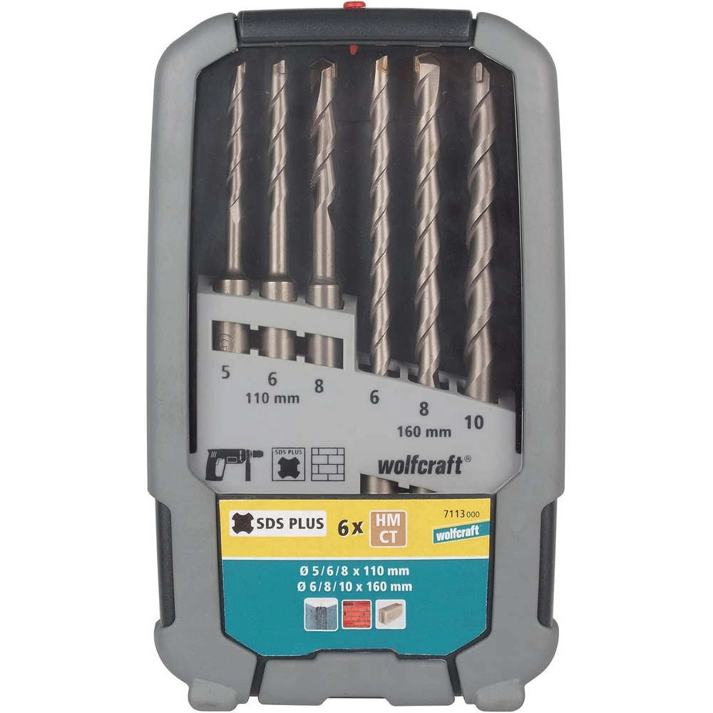 Set 6 Punte Trapano per Muro con Placchette SDS-Plus Wolfcraft