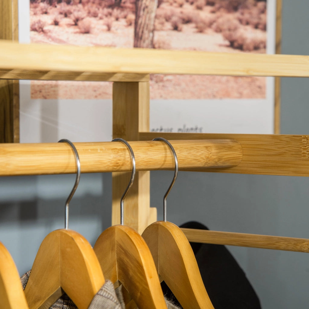 Appendiabiti a 4 Ripiani con Scaffale Inferiore ¨C Minimal ¨C 90x30x155 cm Natural