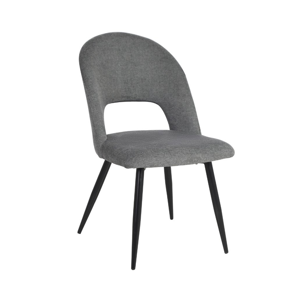 Set 2 Sedia in tessuto grigio e gambe nere Lunetta