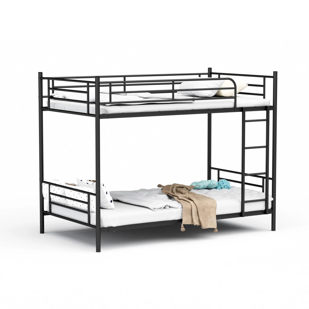 Letto castello 90x190 scala metallo ringhiera alta ferro nero