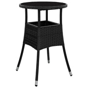 Tavolo da Giardino | Tavolino da esterno ?60x75 cm Vetro Temperato e Polyrattan Nero