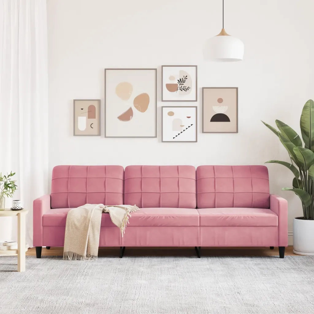 Divano | Divano da soggiorno | Sofa a 3 Posti rosa 210 cm in Velluto