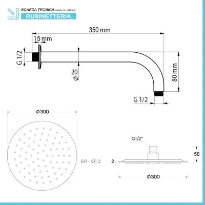 Set doccia incasso satinato con soffione 30 e kit doccia completo Gemini