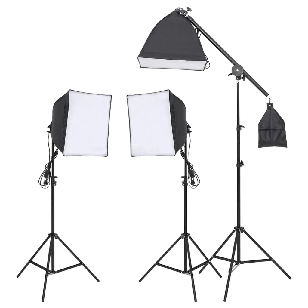 Kit per studio fotografico con illuminazione e fondale nero 02_0042423