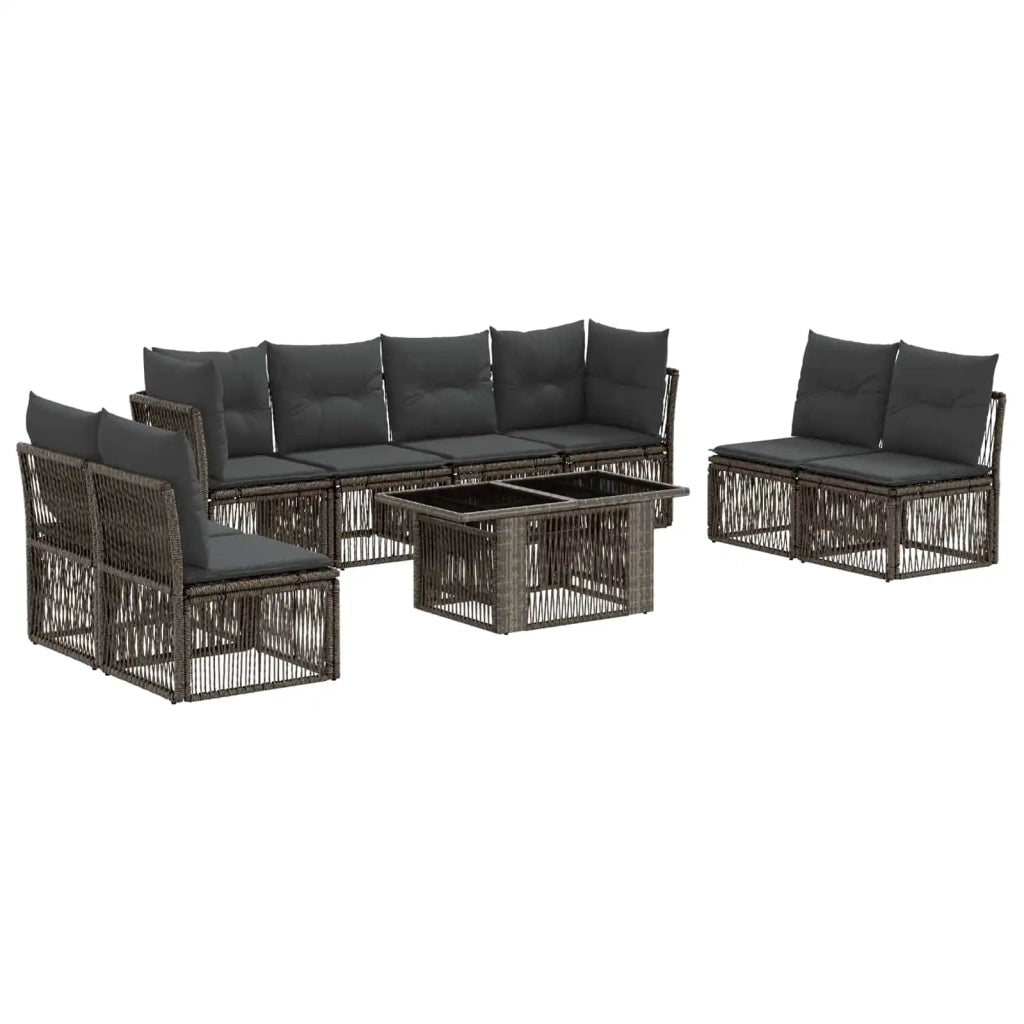 Set Divano da Giardino 9 pz Grigio polyrattan 3436445