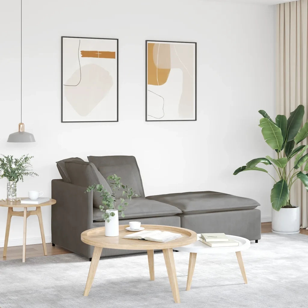Divano Modulare con Poggiapiedi e Cuscini Grigio Chiaro 3321227