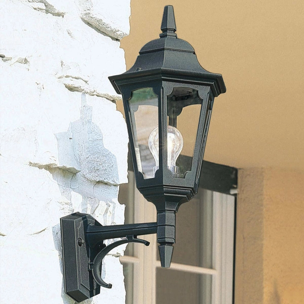 Applique esterna nera IP44 E27 60W Parish Elstead vetro