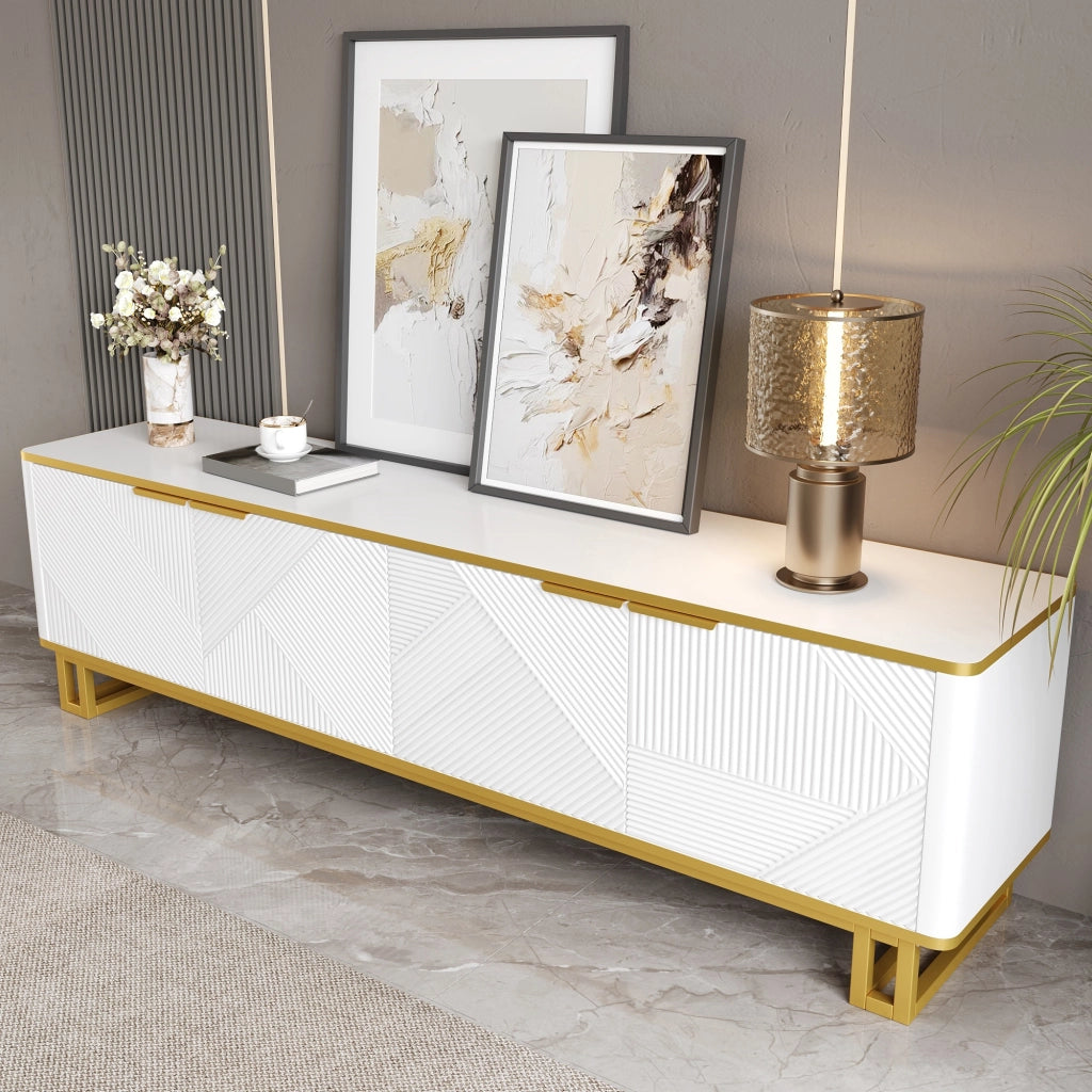 Cassettiera TV bianca in MDF lunghezza 160 cm