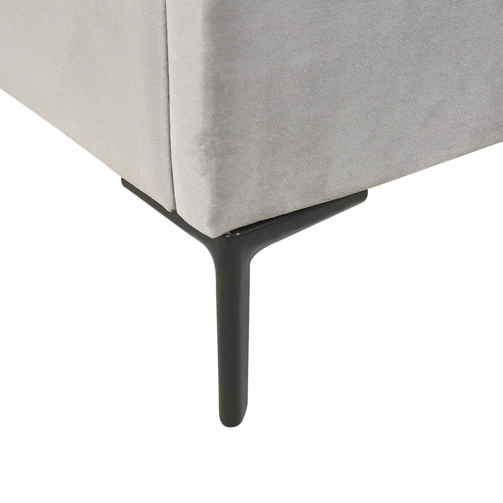 Letto in velluto grigio chiaro 160 x 200 cm con contenitore ottomana testiera imbottita gambe in metallo Nero