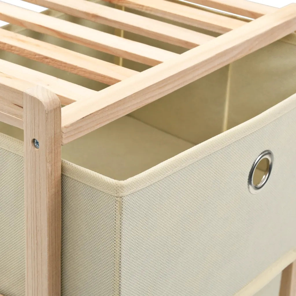 Armadietto in Cedro con 5 Cesti in Tessuto Beige cod mxl 53695