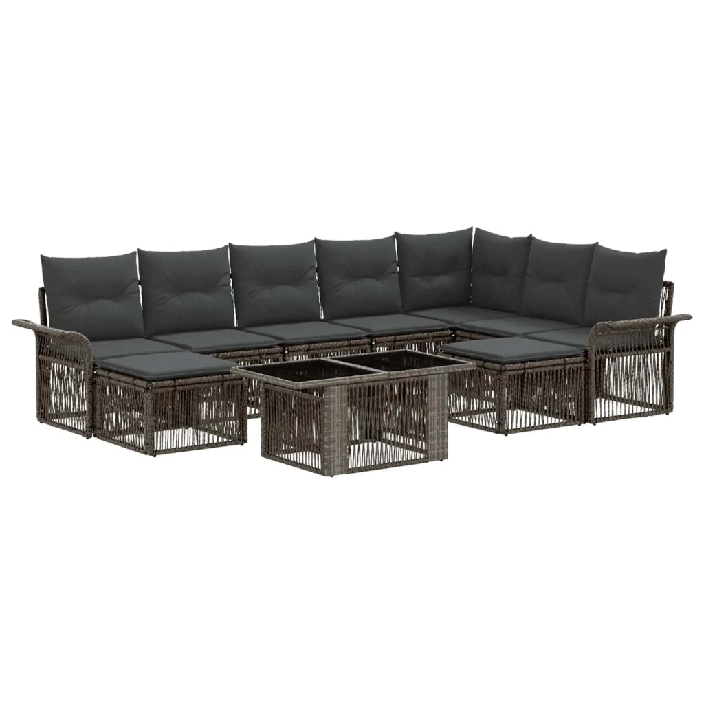 Set Divano da Giardino 10 pz Grigio e Grigio Scuro polyrattan 3436727