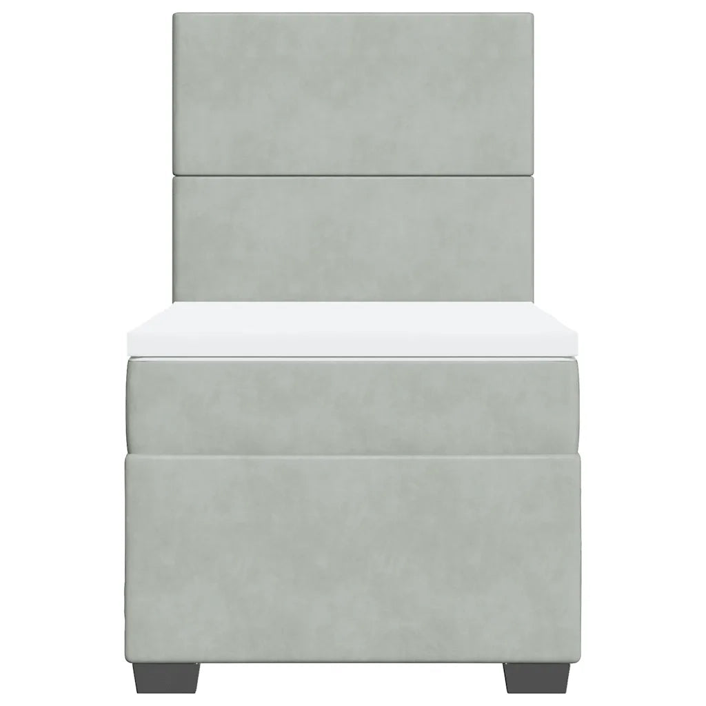 Giroletto a Molle con Materasso Grigio Chiaro 80x200 cm Velluto