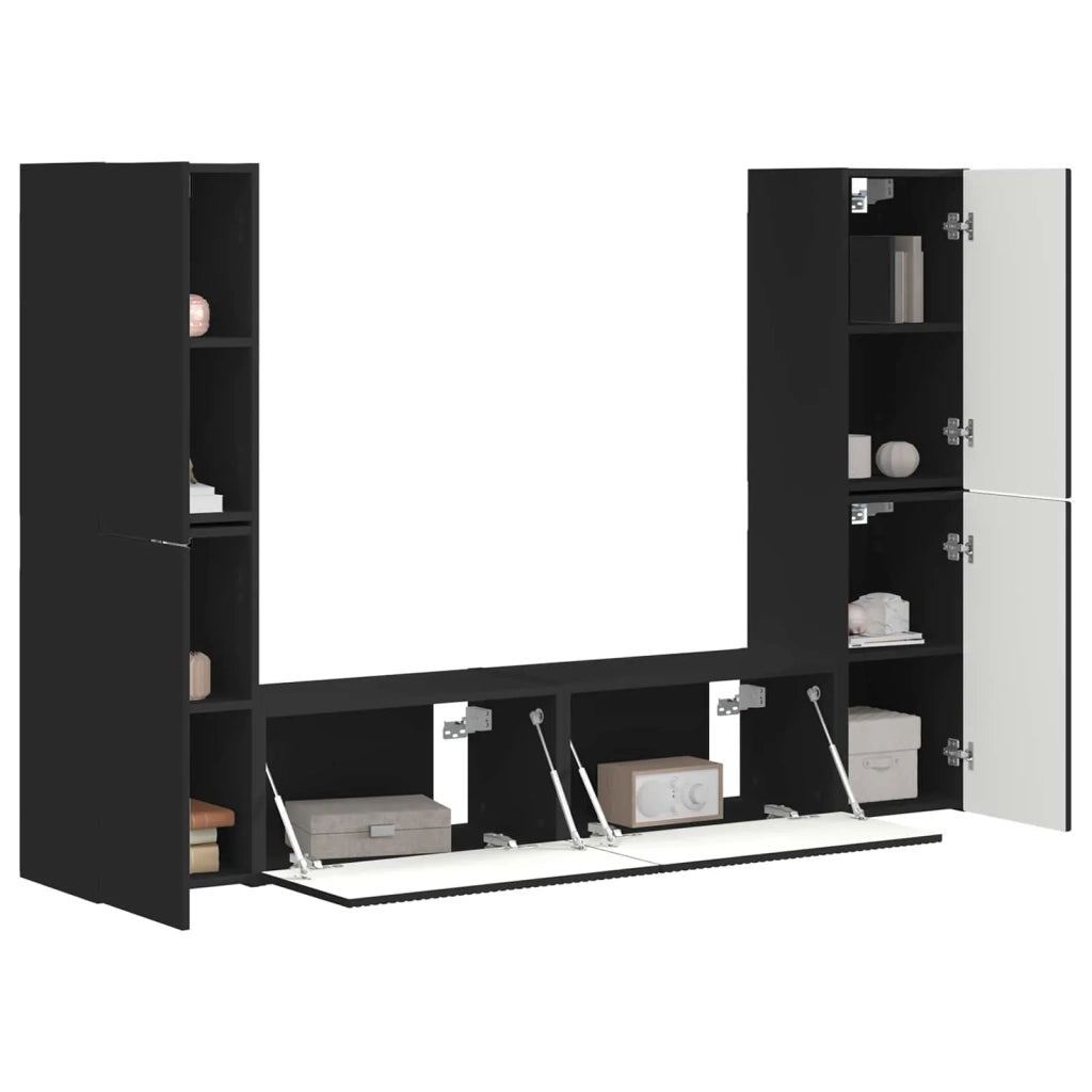 Set mobile TV 6 pcs Nero Legno multistrato 3409106