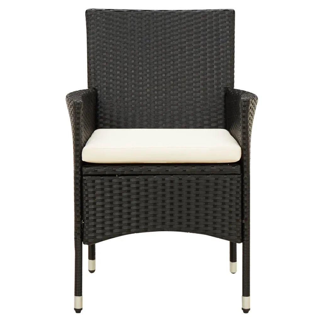 Set da Pranzo da Giardino 7 pz con Cuscini in Polyrattan Nero 3094829