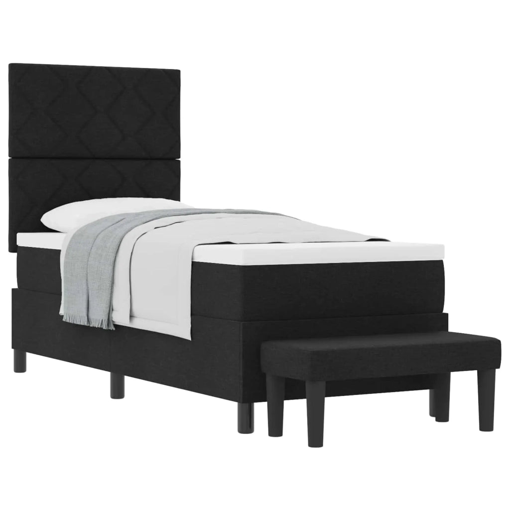 Letto a molle con materasso Nero 80 x 200 cm Tessuto