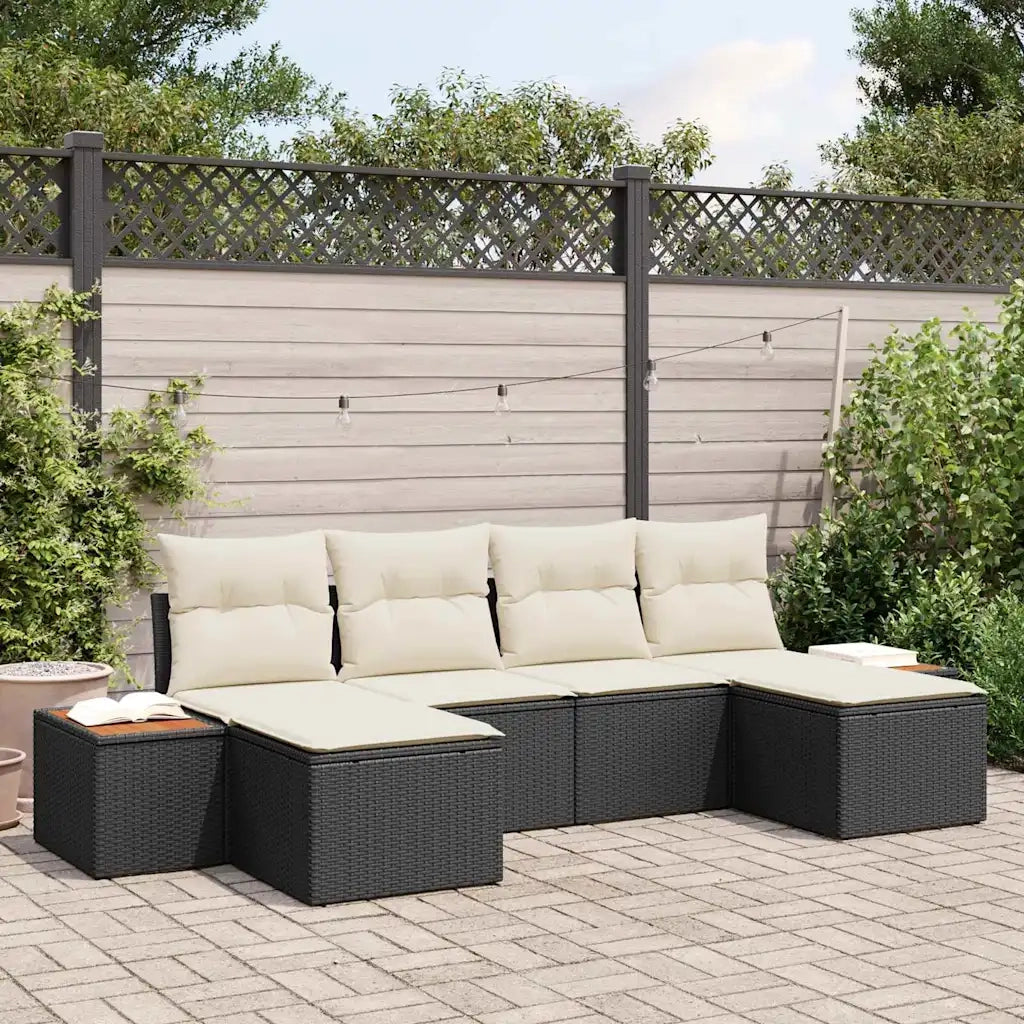 Set Divano da Giardino con cuscino 6 pcs Nero polyrattan 3348138