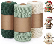 Gonna in cotone naturale, 3 mm, 100 m per rotolo, corda per macramé, corda in cotone verde, corda morbida per cucire, boho, tappeto da parete, porta chiavi, fai da te
