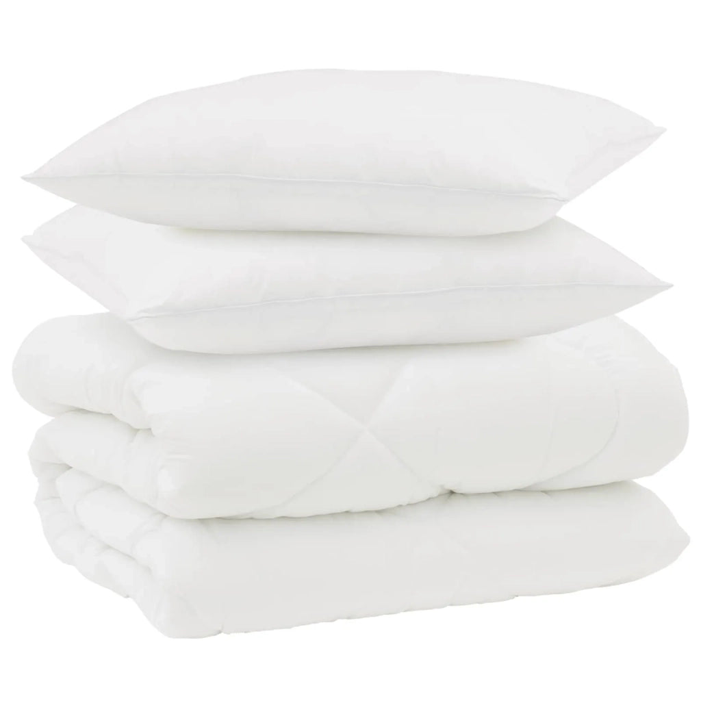 Piumone | Duvet Invernale con cuscino 3 pz Bianco Microfibra