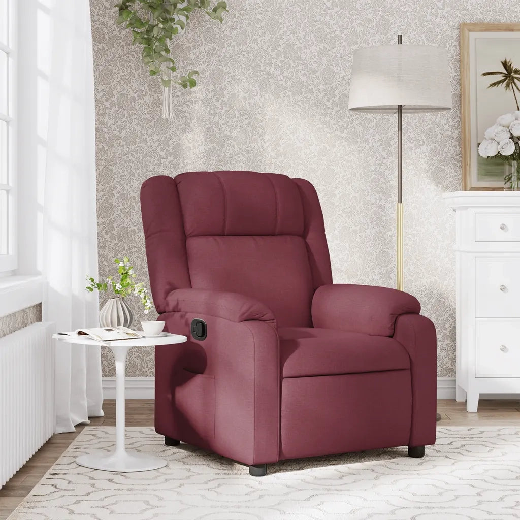 Poltrona | Sedia Relax Reclinabile in Tessuto Rosso Vino