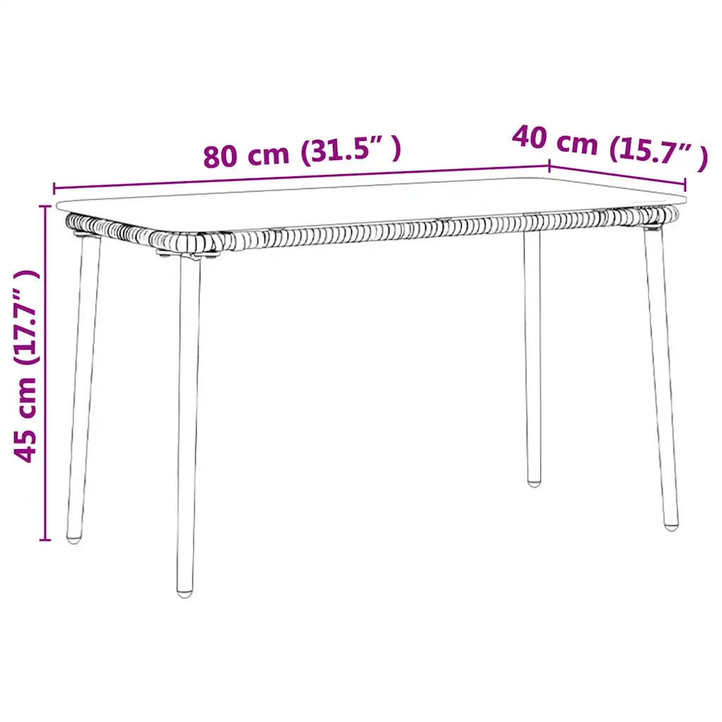 Tavolo da Giardino Nero 80 x 40 x 45 cm polyrattan 42010364