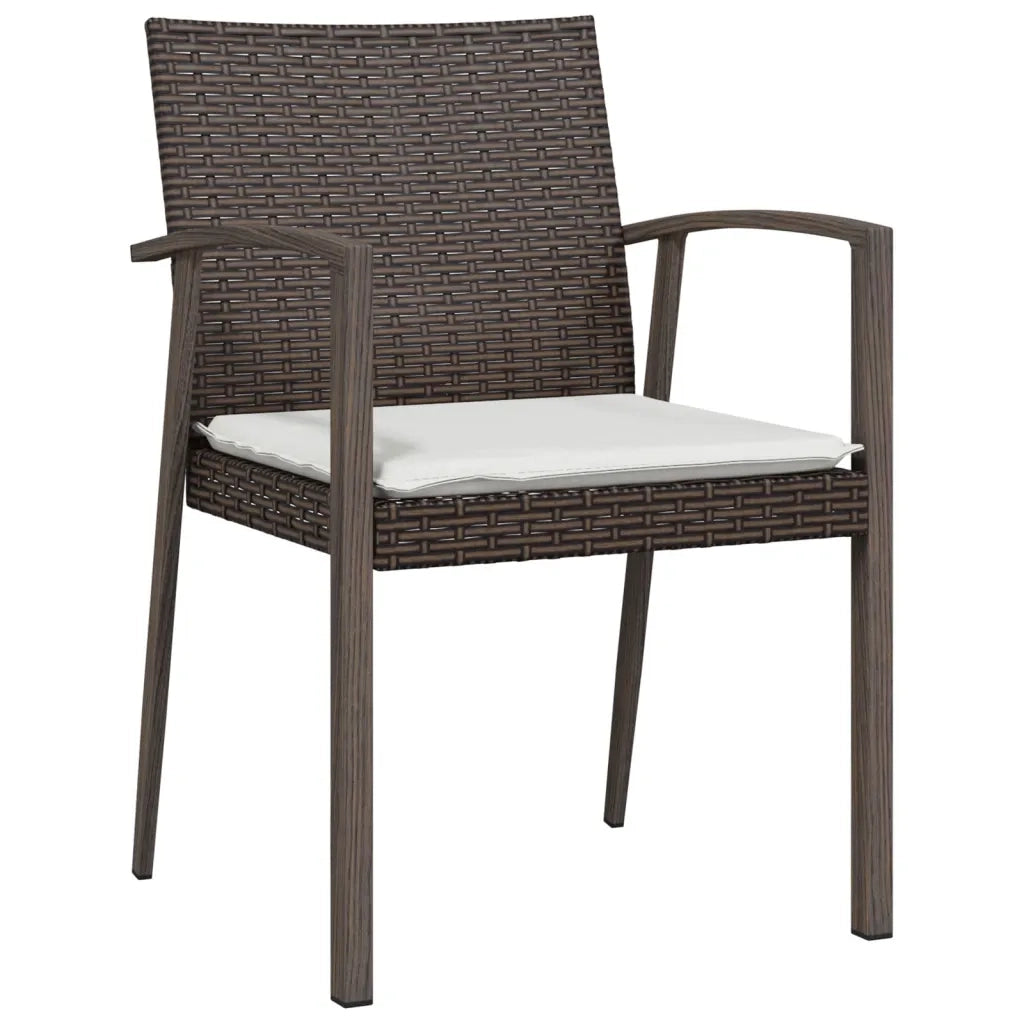 Set Pranzo da Giardino 3pz con Cuscini in Polyrattan e Acciaio 3186969