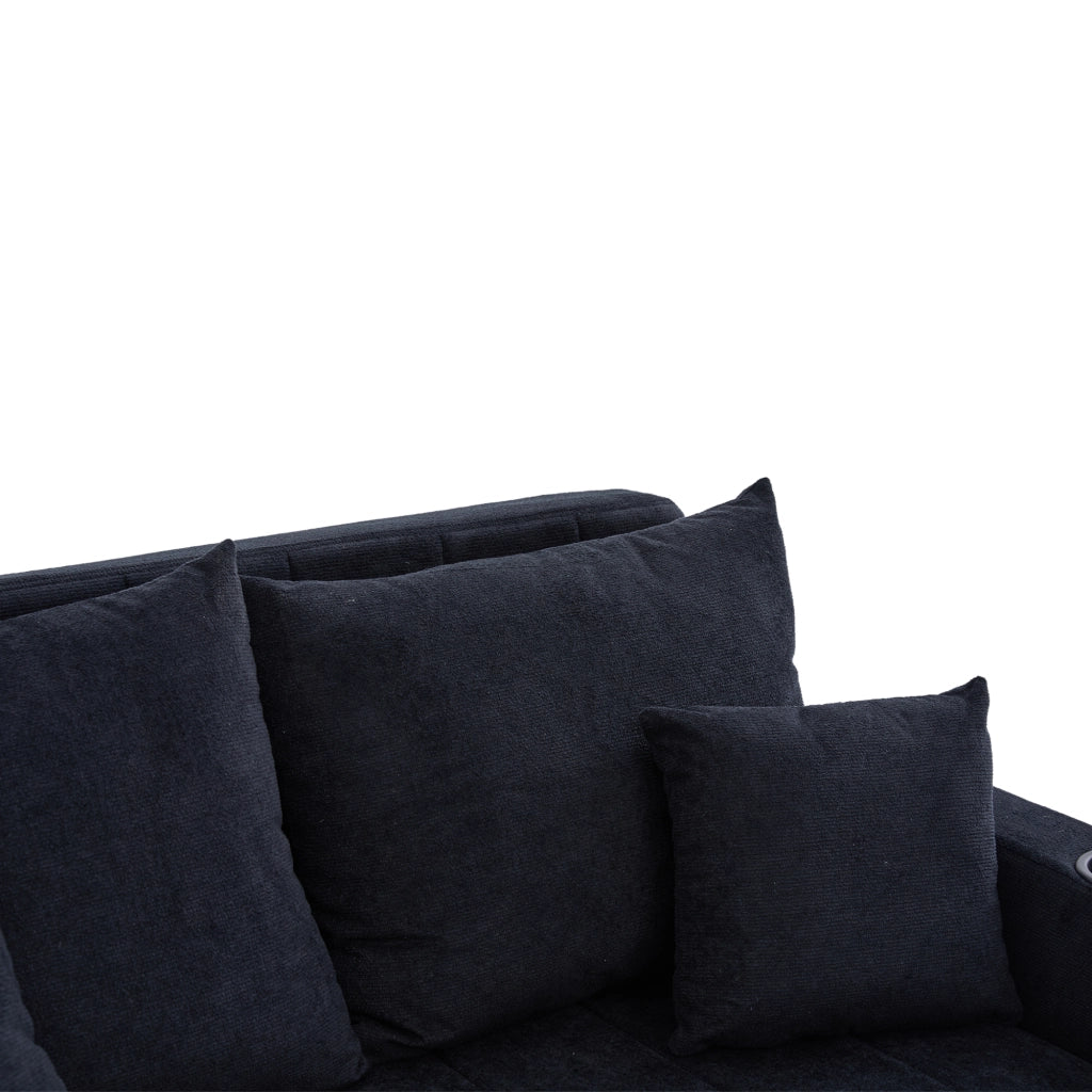 Divano Letto Multifunzione con Contenitore e USB ¨C MINIMAL ¨C Tessuto, Grigio