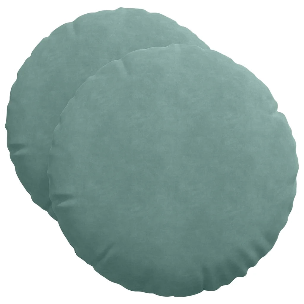 Cuscini per Seduta 2 pcs Verde Mare Ø50 x 19 cm Velluto 42014184